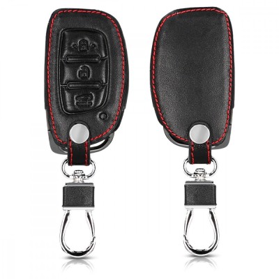 Husa Cheie Auto pentru Hyundai / Kia - 3 Butoane - Keyless Go, Piele ecologica, Negru, 43665.01 foto