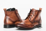Ghete barbati Francesco Ricotti pictate manual , culoare cognac, marimea 42, Piele naturala, Coniac