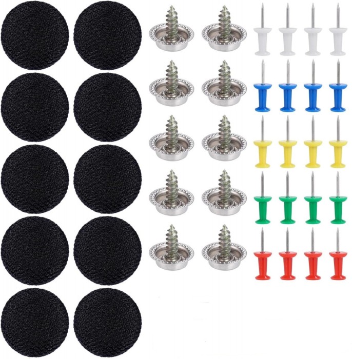 Kit 35 nituri universale tip butoni, capse reparare plafon auto, fixare a panzei cu stifturi, set compatibil cu majoritatea captuselilor si panzelor i