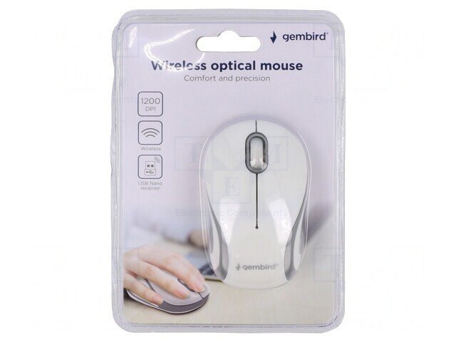 Mouse optic wireless USB A, alb/negru, 10m, 3 butoane