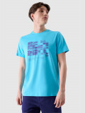 Tricou regular cu imprimeu pentru bărbați - turcoaz, 4F Sportswear