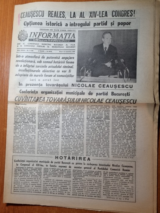 informatia bucurestiului 10 noiembrie 1989-cuvantarea lui ceausescu