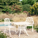 Set mobilier bistro, 3 piese, alb, aluminiu turnat