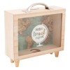 Pusculita Valiza Harta Lemn Sticla 21cm Transparenta cu Maner Metalic - Decorativa, Economii Calatorie, Cadou Original