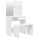 Set masuta de toaleta, alb extralucios, 74,5x40x141 cm