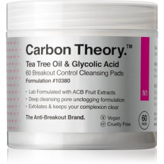 Carbon Theory Tea Tree Oil & Glycolic Acid dischete demachiante pentru strălucirea și netezirea pielii 60 buc