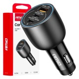 &Icirc;ncărcător auto 2x USB-C + USB-A 12V 24V 100W AMIO-04371