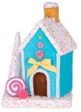 Decoratiune de Craciun MagicHome Candy Line casuta albastra 19x27 cm