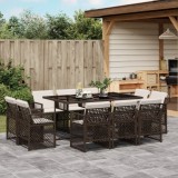 VidaXL Set mobilier de grădină cu perne, 11 piese, maro, poliratan