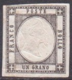 Italy 1861 Definitives, King Viktor Emanuel II, 1Gr black, MH AM.236, Nestampilat