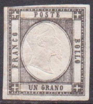 Italy 1861 Definitives, King Viktor Emanuel II, 1Gr black, MH AM.236 foto