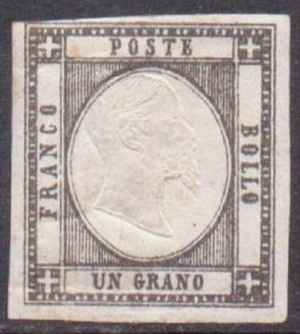 Italy 1861 Definitives, King Viktor Emanuel II, 1Gr black, MH AM.236