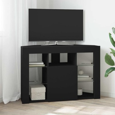 vidaXL Șifonier LED pentru TV colțar Pe perete Negru 101 x 40 x 68 cm 889786 foto