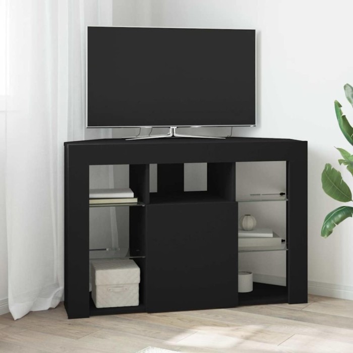 vidaXL Șifonier LED pentru TV colțar Pe perete Negru 101 x 40 x 68 cm 889786