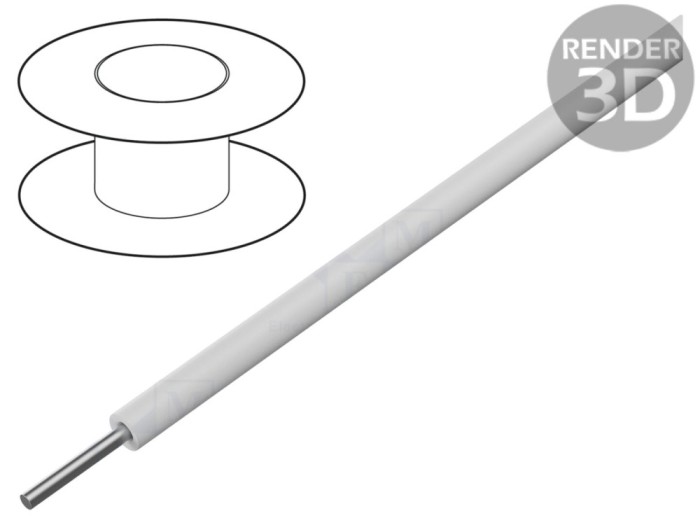 Cablu ThermoThin Cu PFA alb 600V