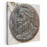 Tablou regele Decebal sculptura maro 2037 Tablou canvas pe panza CU RAMA 80x80 cm