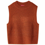 Vestă pulover pentru copii tricotată, coniac, 116, vidaXL