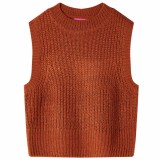 Cumpara ieftin Vestă pulover pentru copii tricotată, coniac, 116