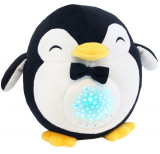 Jucarie de plus Pingu, cu muzica si lampa de veghe pentru bebelusi, pentru somn cu sunete linistitoare si proiectii de lumini, incarcare USB