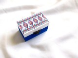 Cutie Lemn Decorata Manual Decupaj Traditional, 9x5.5x5cm, Bijuterii