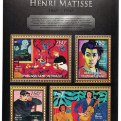 AFRICA CENTRALA 2013 - Picturi, Henri Matisse /set complet - colita+bloc MNH