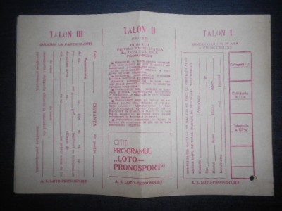 Talon Loto-Pronosport necompletat 10 bucati foto
