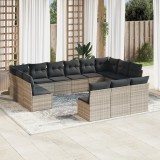 Cumpara ieftin Set canapele de grădină cu perne, 13piese gri deschis poliratan