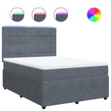 Cumpara ieftin Pat box spring cu saltea, gri inchis, 140x200 cm, catifea
