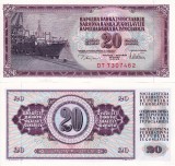 Iugoslavia 20 Dinara 1978 UNC Bancnota Ne流通lata Europa