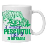 Cana alba personalizata pentru pescar, INOVATIX&reg;️. 330ml
