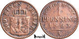 1863 A, 1 Pfenning - Wilhelm I - Regatul Prusiei, Europa