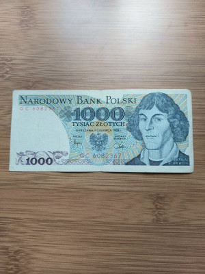 Bancnota Polonia 1000 Zloti anul 1982 foto