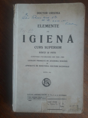 Manual Elemente de Igiena - Dr. Urechia 1942 / R7P3S foto