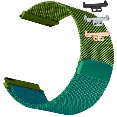 Curea otel, Milanese Loop, compatibila Huawei Watch Fit 1, cu adaptor dedicat, Green Mix foto