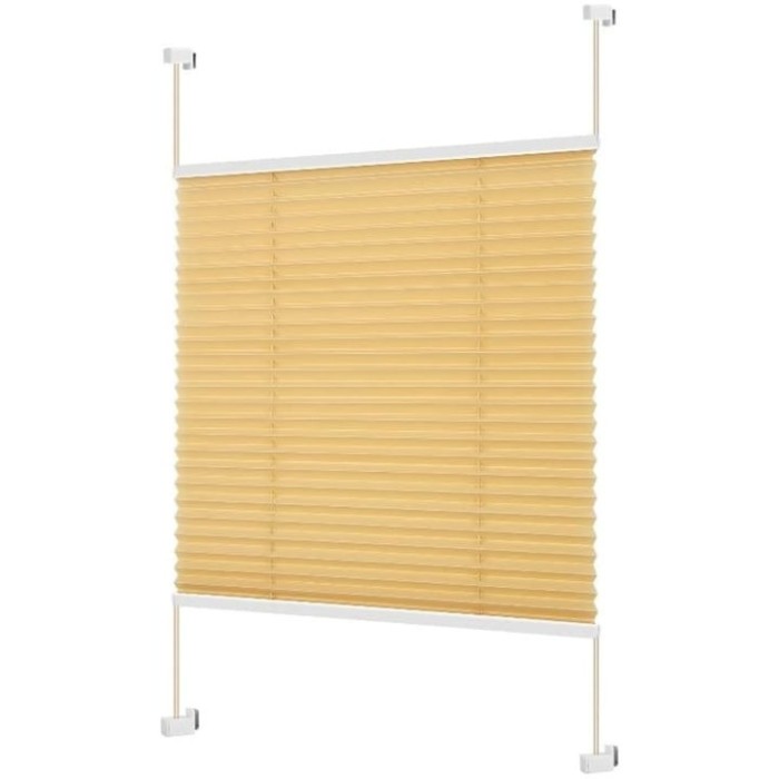Jaluzea pliabila din tesatura de poliester Whimlets, Zi/Noapte, L 100 cm x H 130 cm, bej, montare cu clema, fara gaurire, pentru ferestre si usi 130 c