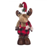 Figurină Decorativă Crăciun, Ren, Pantaloni Cu Carouri, 45cm, Multicolor, Oem