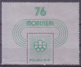 Polonia, sport, jocurile olimpice Montreal, bloc, 1976, MNH, Nestampilat