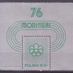 Polonia, sport, jocurile olimpice Montreal, bloc, 1976, MNH