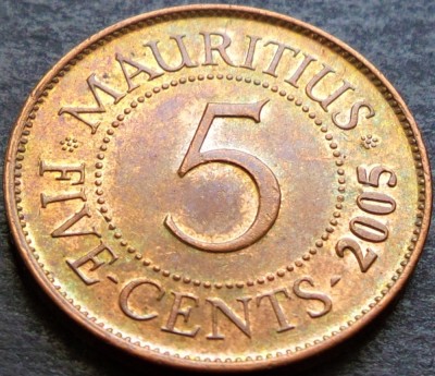 Moneda exotica 5 CENTI - MAURITIUS, anul 2005 *cod 2771 A = A.UNC foto