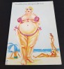 La Plajă - Carte poștală vintage umoristică franțuzească, Circulata, Franta, Printata