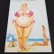 La Plajă - Carte poștală vintage umoristică franțuzească