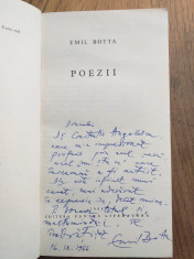 EMIL BOTTA (dedicatie/ semnatura) POEZII, 1966 foto