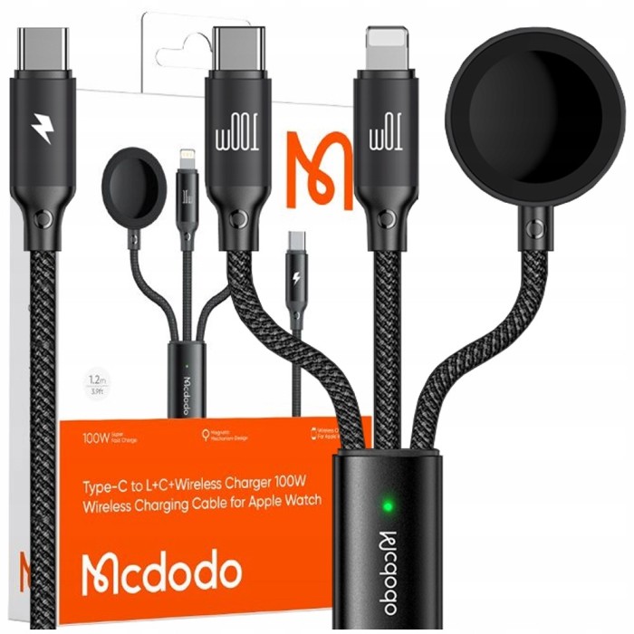 Mcdodo &Icirc;ncărcător Inductiv Pentru Ceas Apple 3In1 Cablu Pentru Iphone Macbook 100W