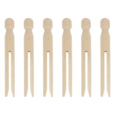 Bețișoare Lemn, Arts &amp; Crafts, Formă Corp de Păpușă, Natural, Set 6 Bucăți