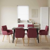 Cumpara ieftin Scaune de dining 6 buc. Tesatura Rosu Vin 60 x 56 x 93 cm