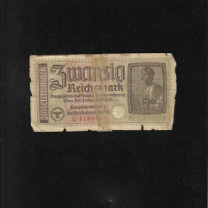 Rar! Germania 20 marci mark reichsmark 1940 (45) seria1186065 uzata