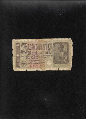 Rar! Germania 20 marci mark reichsmark 1940 (45) seria1186065 uzata foto