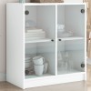 Dulap lateral cu uși din sticlă, alb, 68x37x75,5 cm
