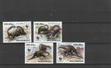 Mozambic 2016 - Fauna , WWF , Vidra cu gheare , serie 4 valori , dantelate , MNH , Mi.8884-8887, Nestampilat