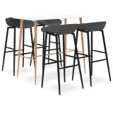 Cumpara ieftin Set mobilier de bar, 5 piese, alb si gri